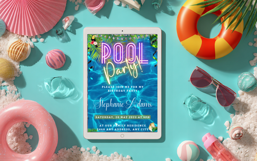 10 Stunning Customisable Pool Party Digital Invitations by URCordiallyInvited