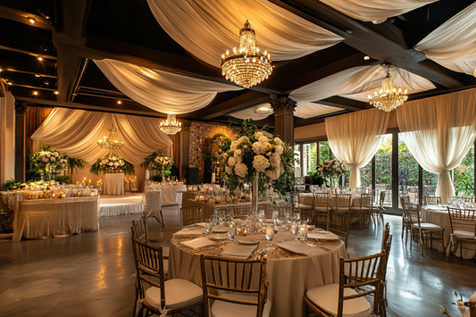 opulent chic modern rustic wedding party decorated ambient elegant room by URCordiallyInvited digital invites