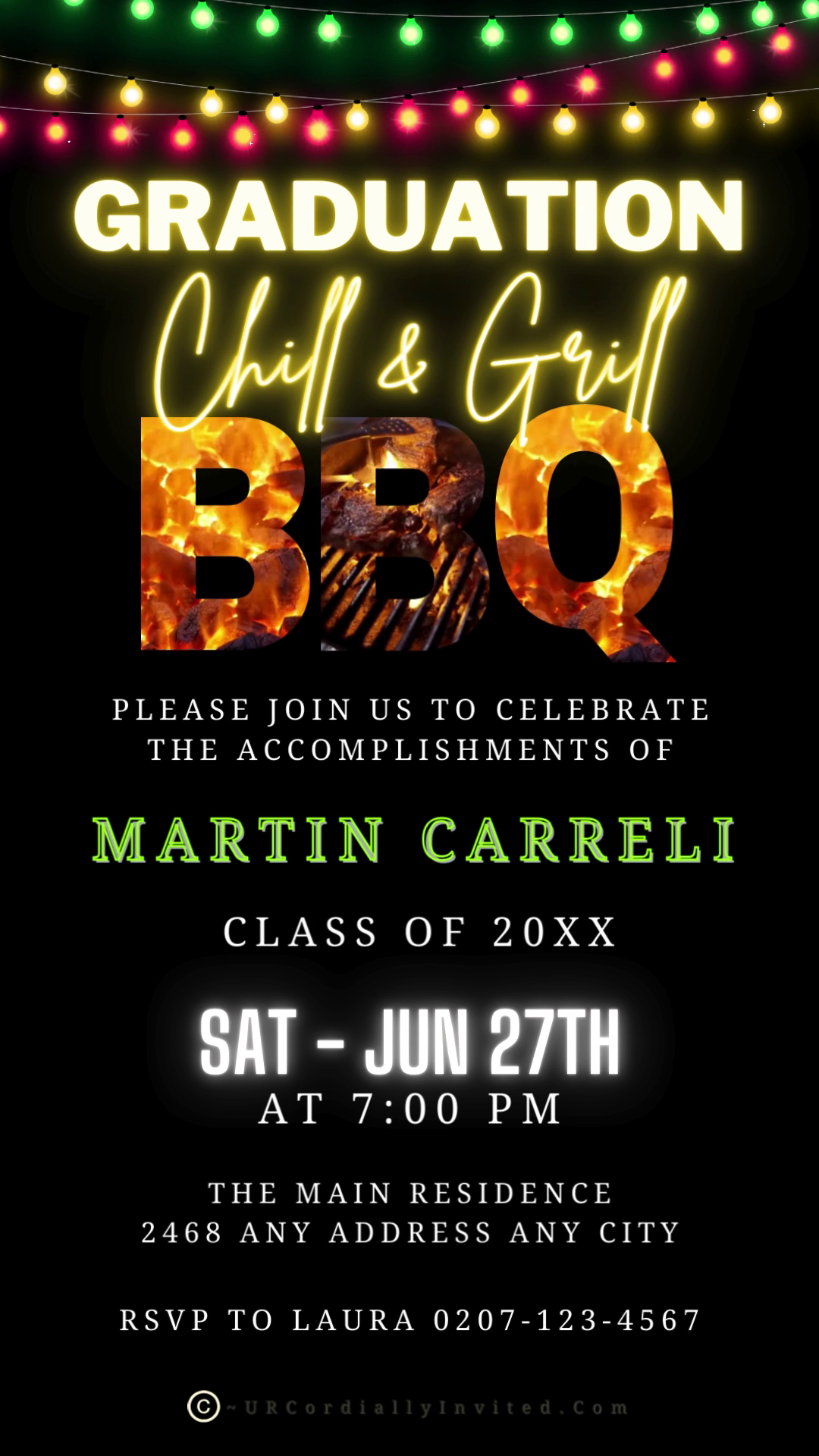 Flaming BBQ Chill & Grill | Graduation Video Invitation by URCordiallyInvited