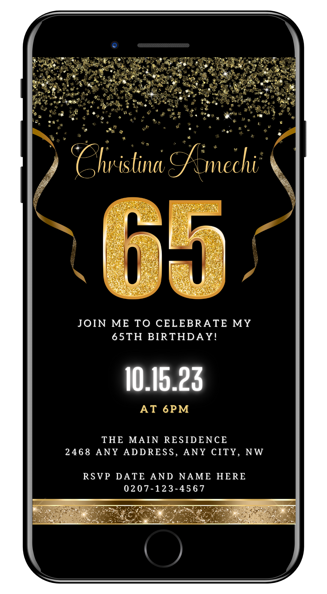 Black Gold Confetti 65th Birthday Evite URCordiallyInvited black-gold-confetti-65th-birthday-evite-urcordiallyinvited