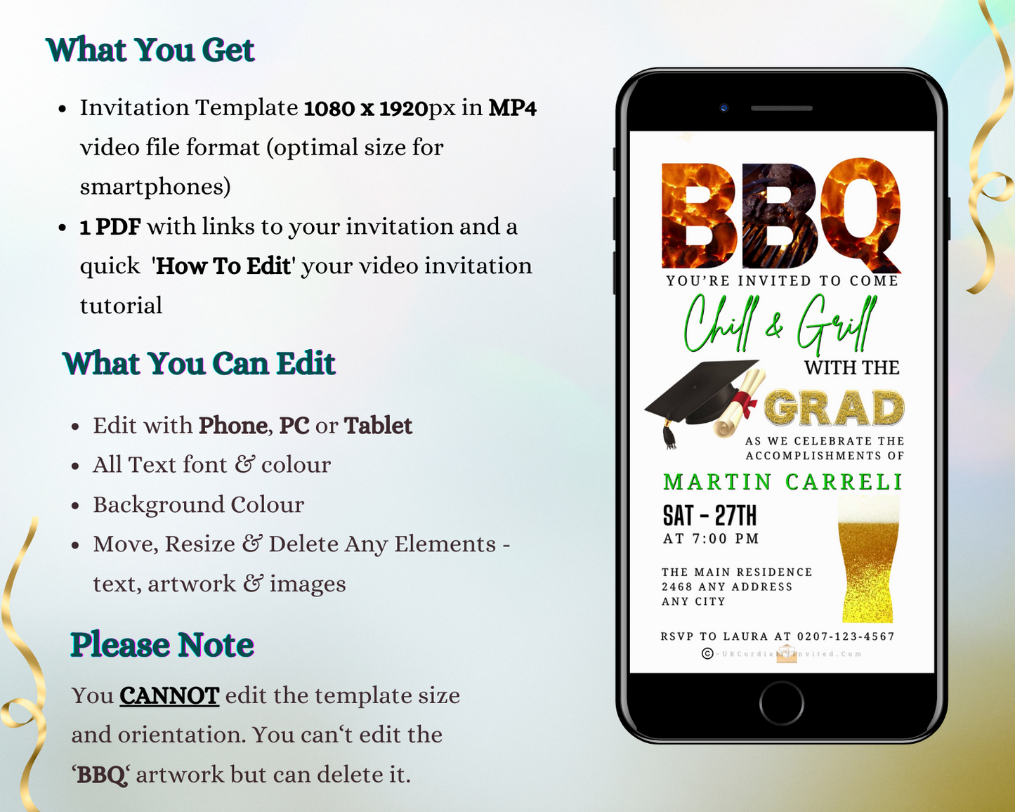BBQ Backyard Chill & Grill | Graduation Party Video Invitation