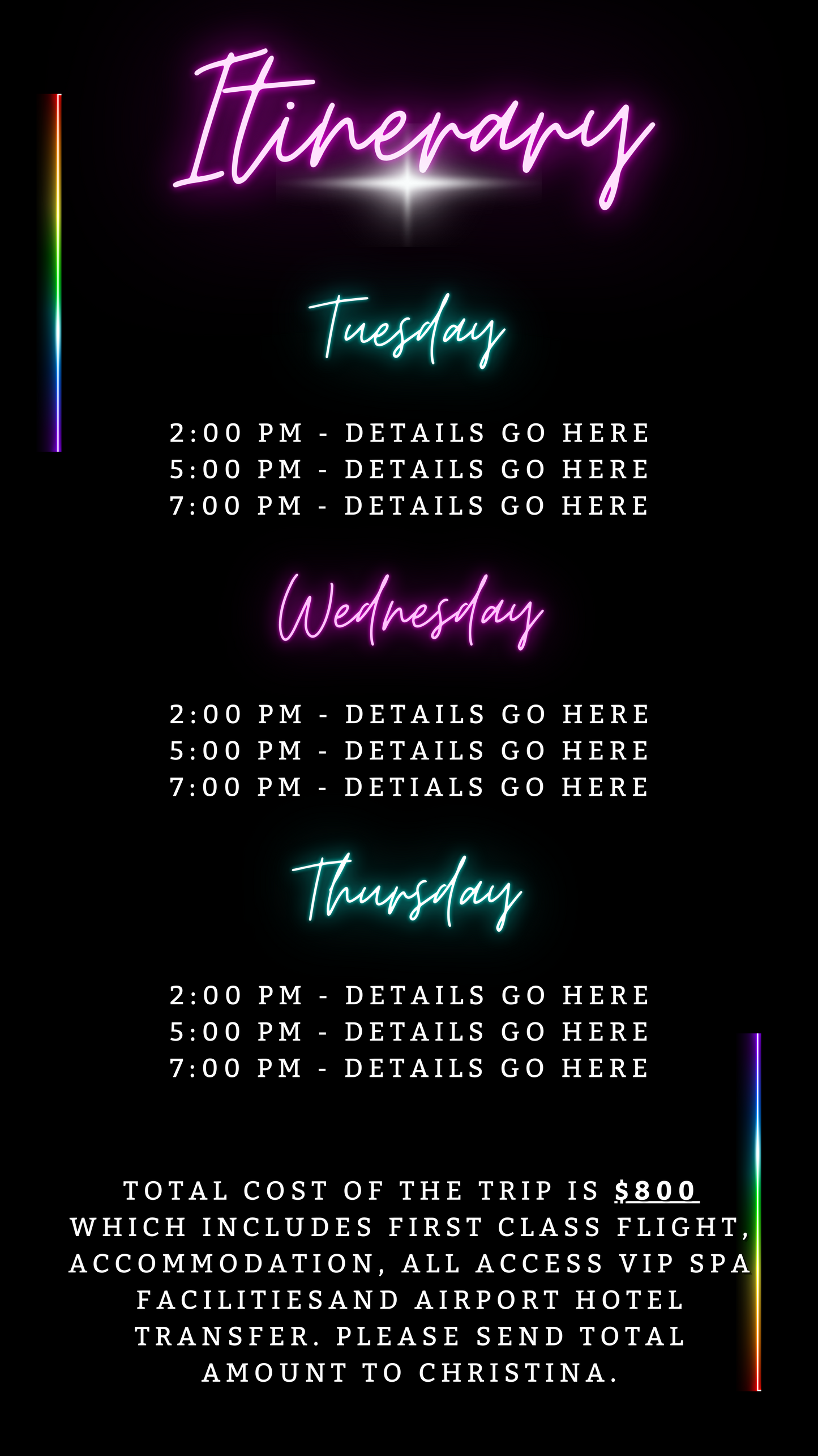 Customizable digital neon pink and aqua evite for bachelorette getaway parties, editable via Canva; perfect for smartphone sharing.