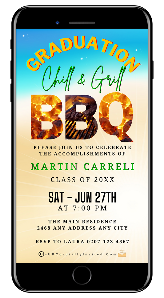 Graduation BBQ Video Invitation - Chill & Grill Party Theme