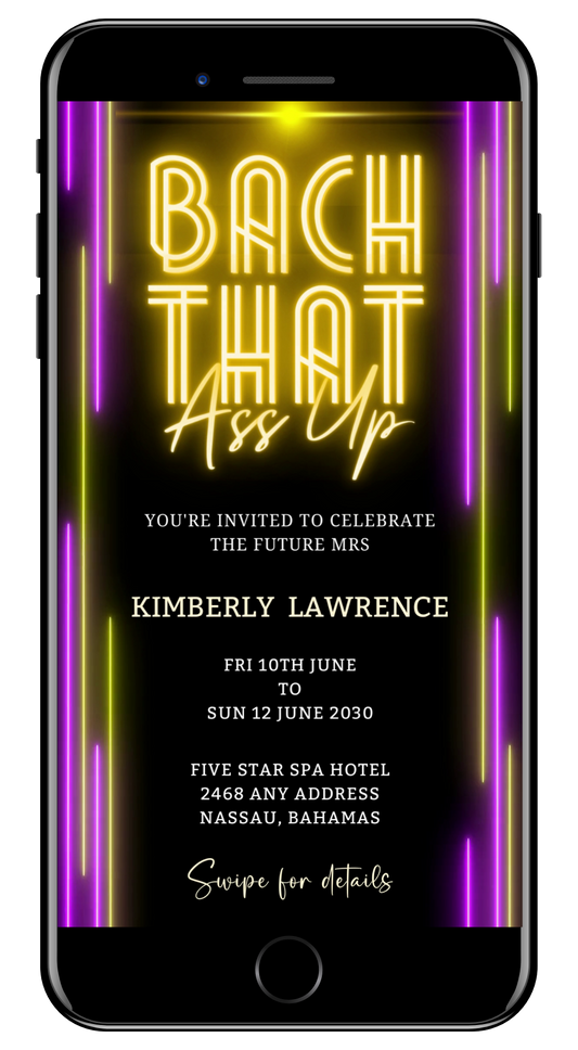 Neon Pink Yellow Bach That Ass Up | Bachelorette Video Invitation
