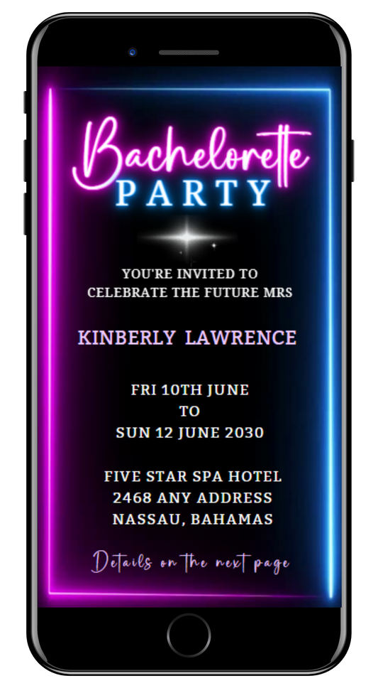 Neon Blue Pink Disco | Bachelorette Video Invitation