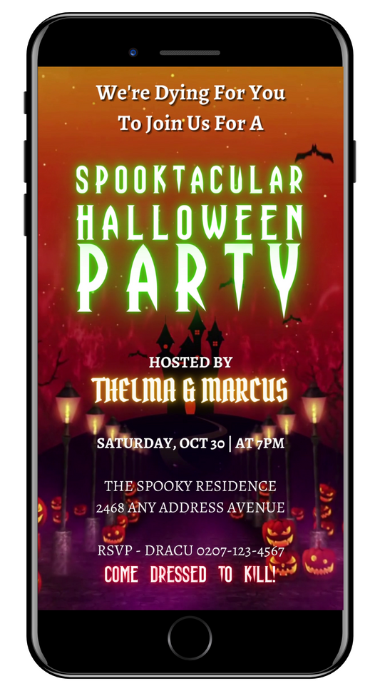 Haunted House Road Halloween Party Video Invite - Spooky Digital Invitation