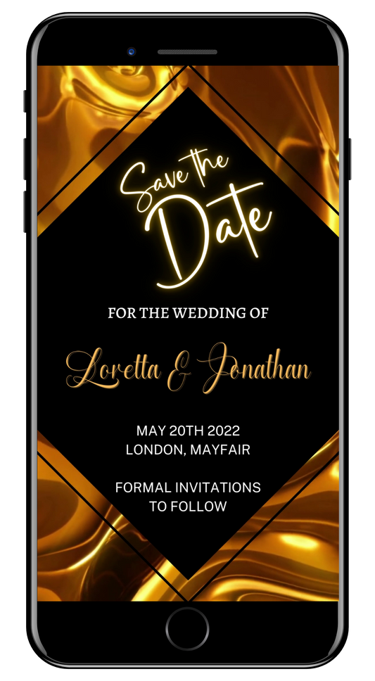 Gold Black Diamond | Save The Date Video Invitation