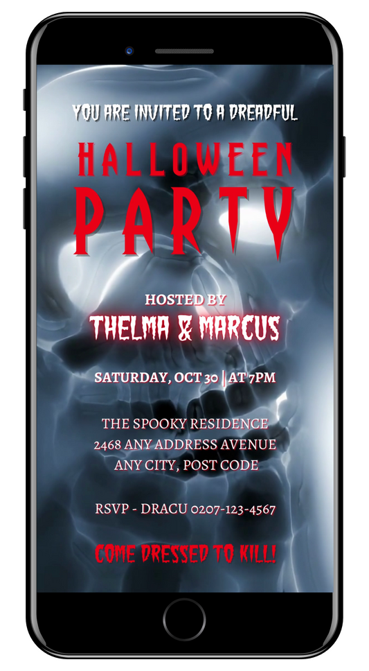 Spooky Lava Ghost Skull Halloween Party Video Invite - Spooky Digital Invitation