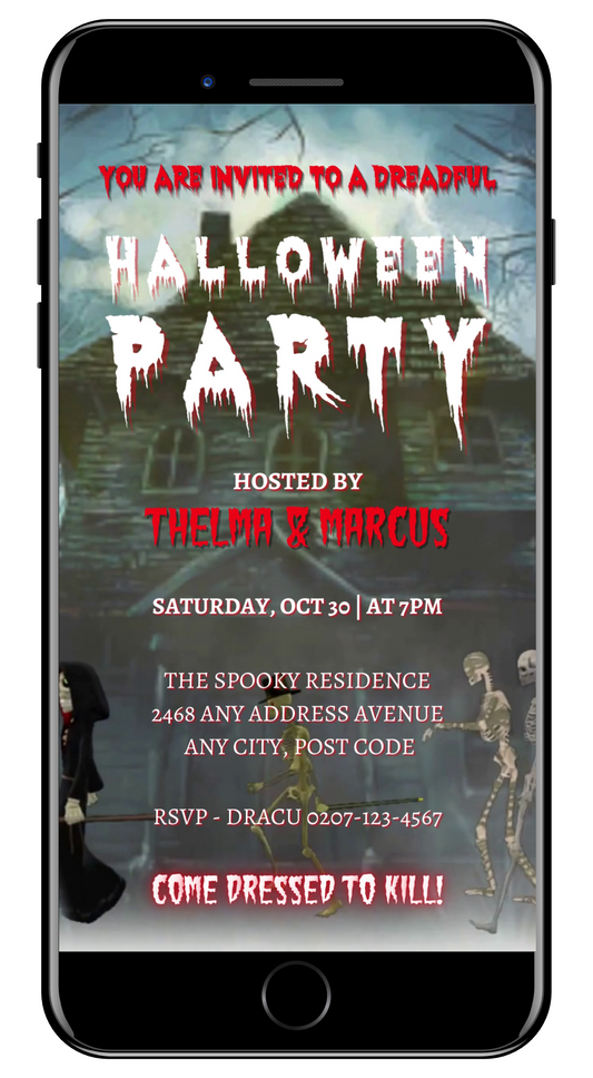 Haunted House Ghosts Halloween Party Video Invite - Spooky Digital Invitation