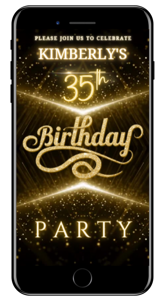 Black Gold Glitter | Any Age Birthday Video Invitation