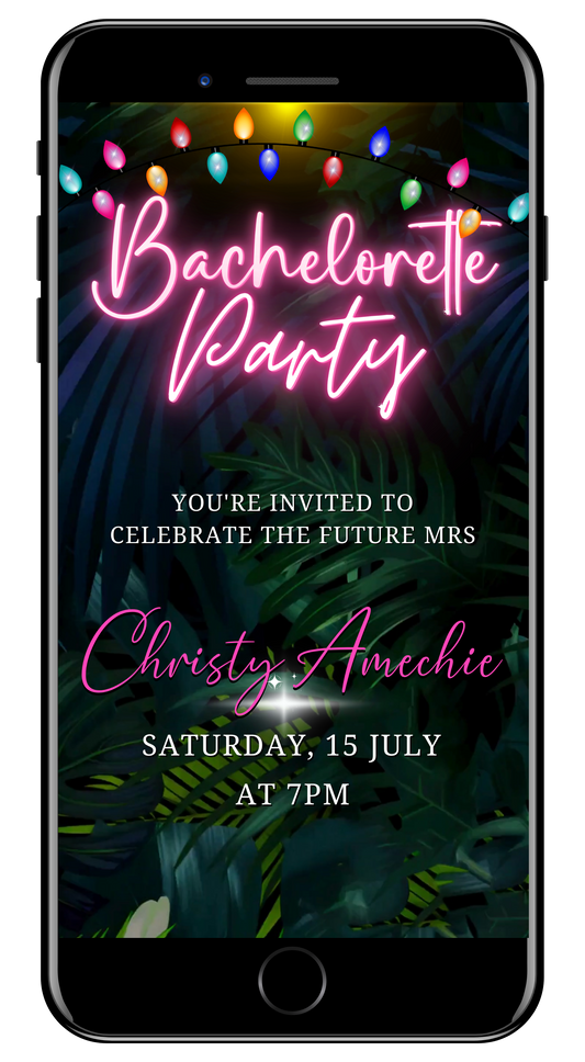 Tropical Glow Bachelorette Party Invitation – Animated Luau Theme