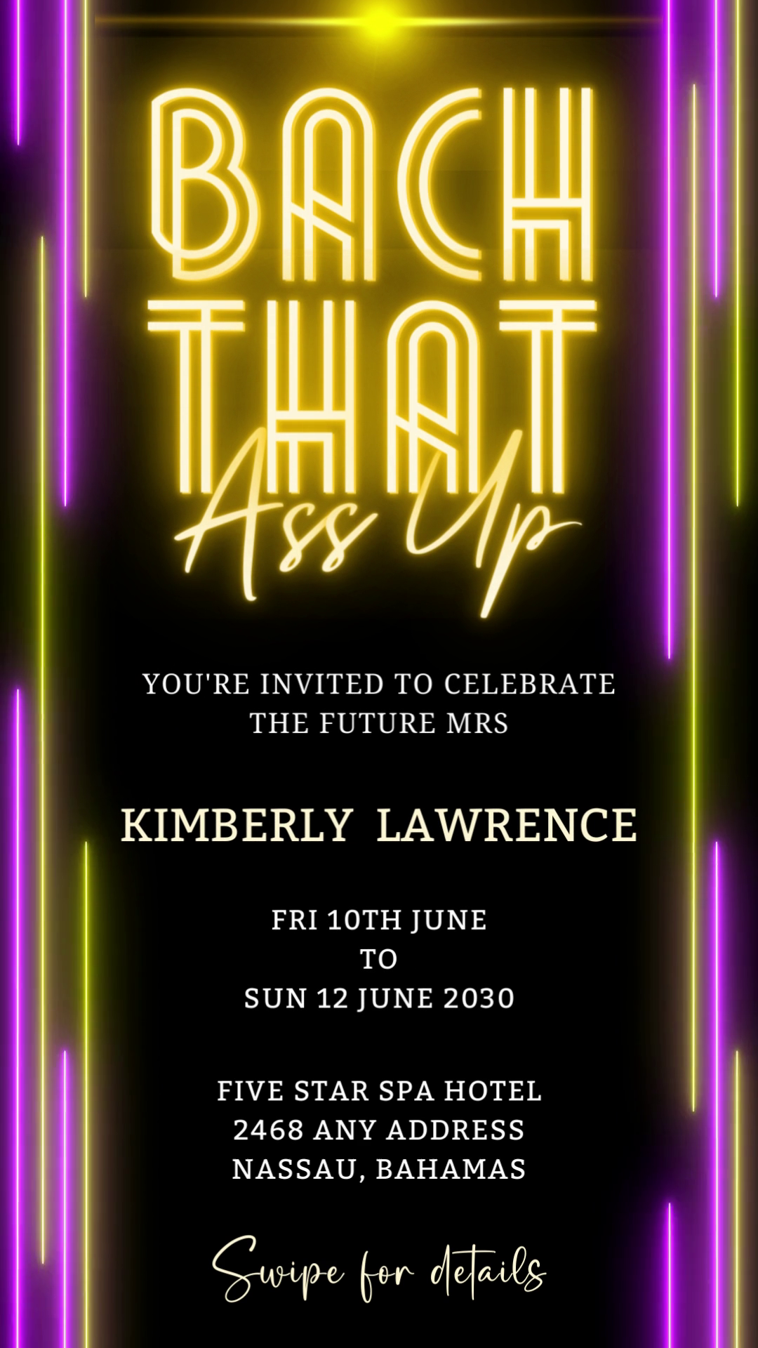 Neon Pink Yellow Bach That Ass Up | Bachelorette Video Invitation