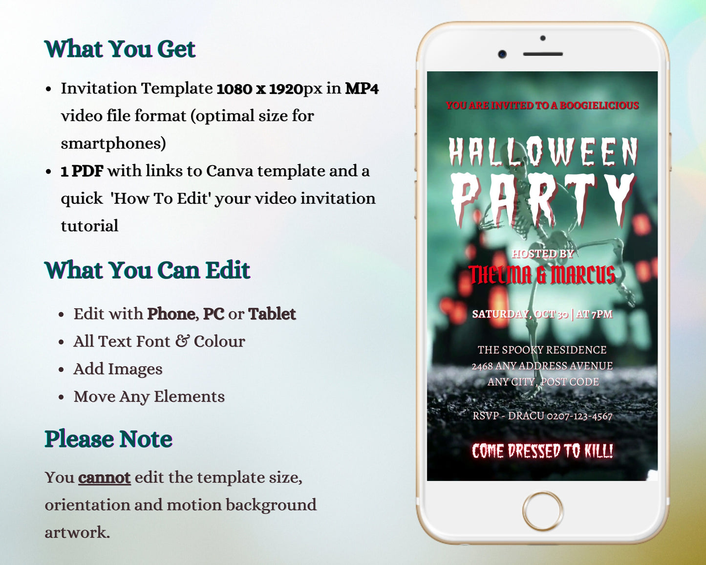 Halloween Costume Party Video Invitation, Editable Funny Dancing Skeleton Adult Party Template Invite, Gothic Canva Invite, Instant DOWNLOAD. Funny halloween party invitation for adults, men, teens, best seller currently on sale now