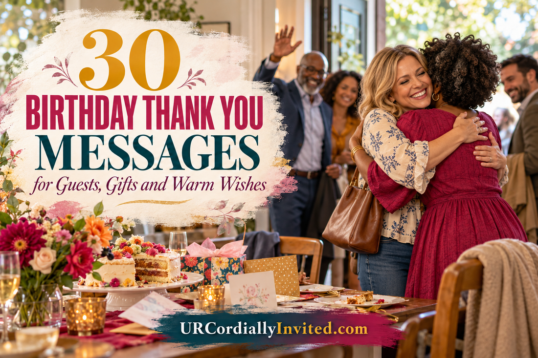 30 Birthday Thank You Messages for Guests, Gifts and Warm Wishes - by URCordiallyInvited