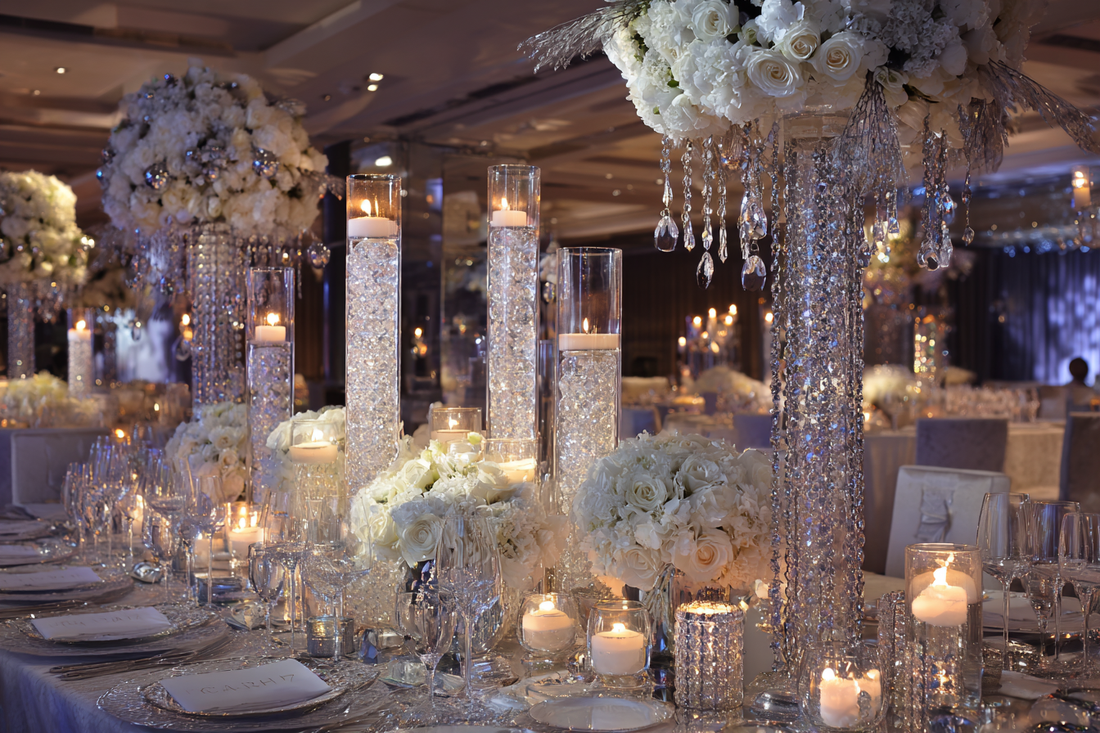 glamourous diamond table centrepiece party decor by URCordiallyInvited