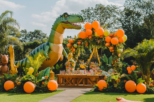 dinosaur garden party themed deco by URCordiallyInvited animated video invites