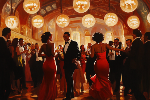 guest dancing in an decadent party dance hall by URCordiallyInvited customisable Canva digital invites