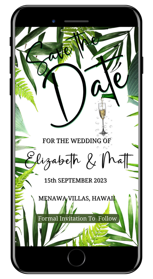 White Tropical Destination | Save The Date Wedding Evite