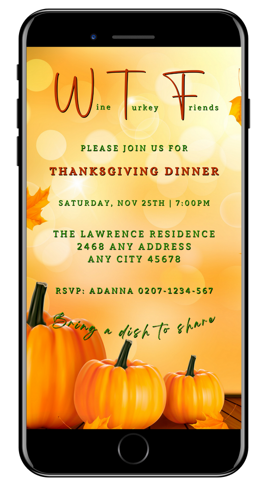 Golden Bokeh Pumpkin| WTF Thanksgiving Evite