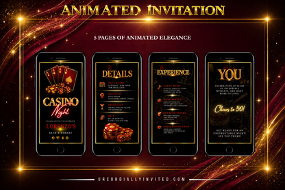 Casino Night Gold & Red Animated Invitation Suite
