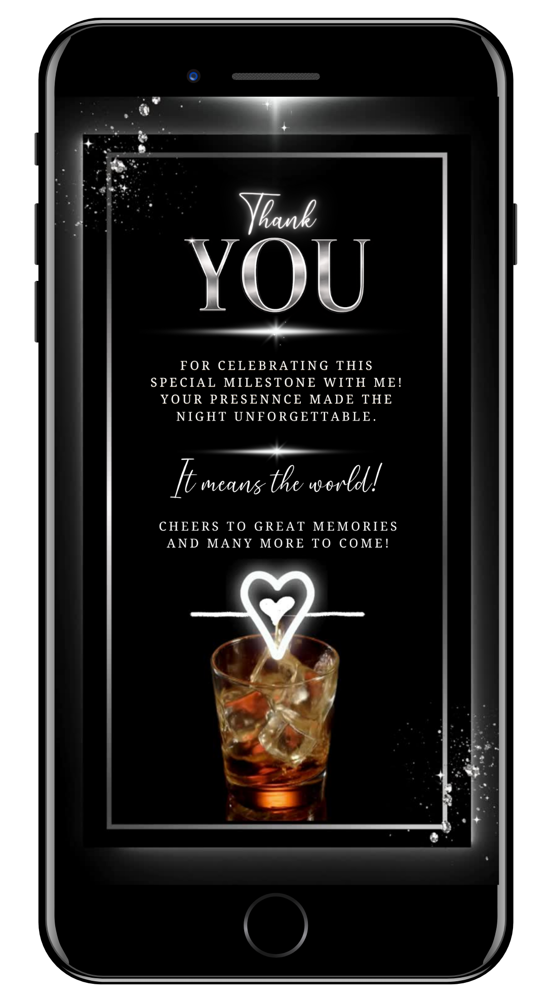 Black & Silver Men's Birthday Video Invitation - With Photo