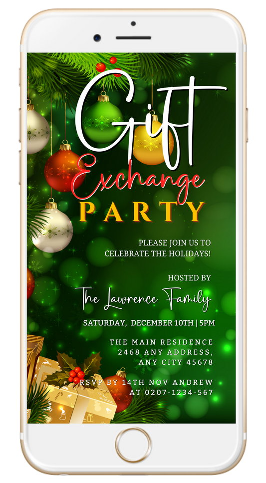 Green Yellow Red Presents | Gift Exchange Party Evite