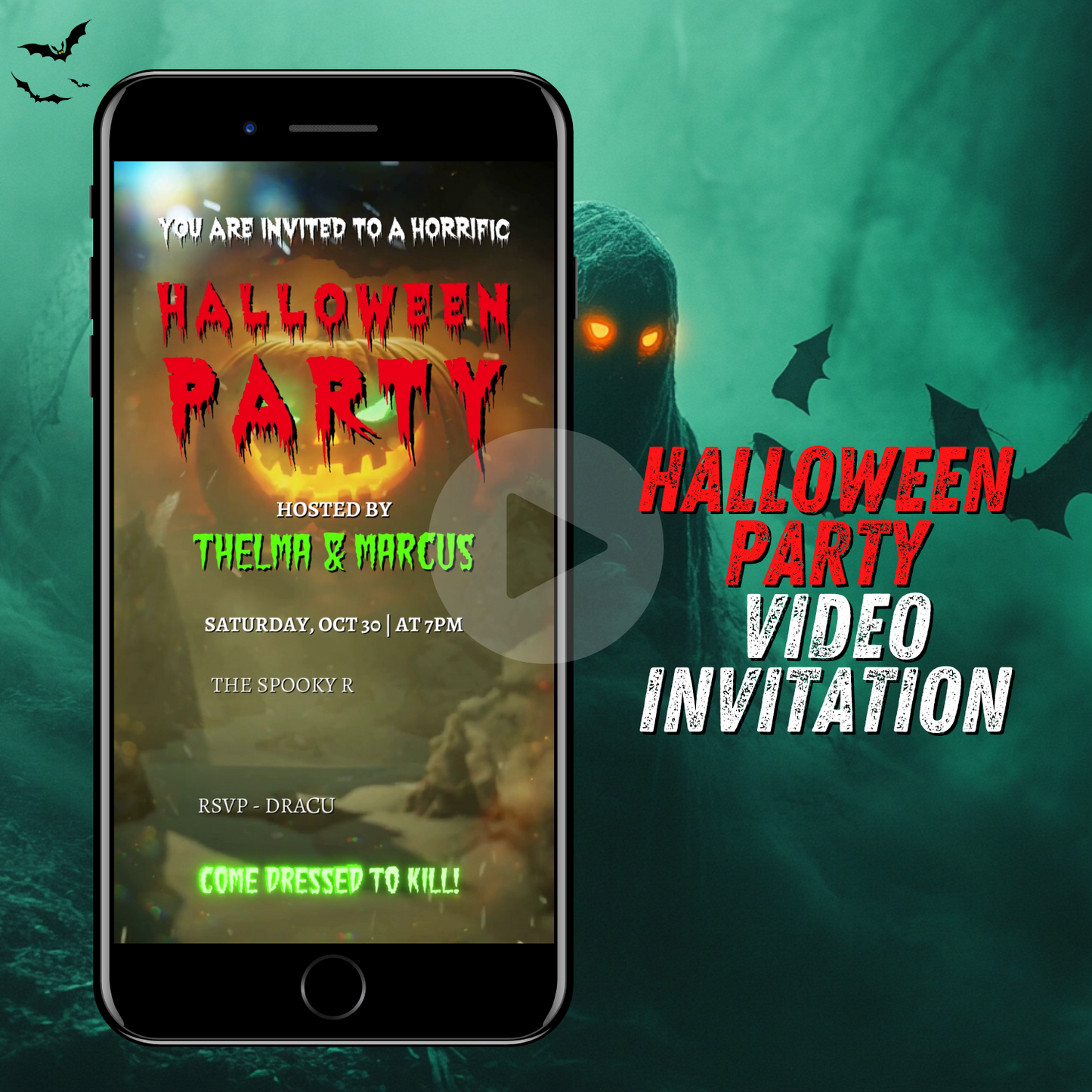 Creepy Halloween Party Video Invitation - Sinister Customisable Digital Invite