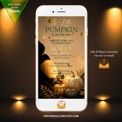 Enchanted Autumn Little Pumpkin Baby Shower Animated Video Invitation
