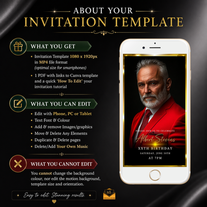 Men's Gold Sparkle Black Animated Birthday Invitation Suite With Photo