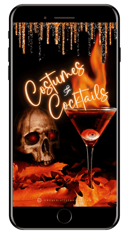 Costumes & Cocktails Halloween Video Invitation - Spooky Animated Digital Invite