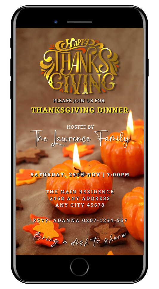 Gold Lit Pumpkins | Thanksgiving Evite