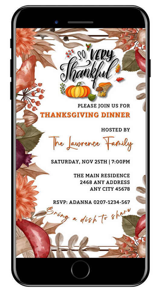 Autumn Leaves Themed | Thanksgiving Dinner Evite