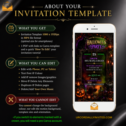 Black Cat Halloween Party Animated Video Invitation