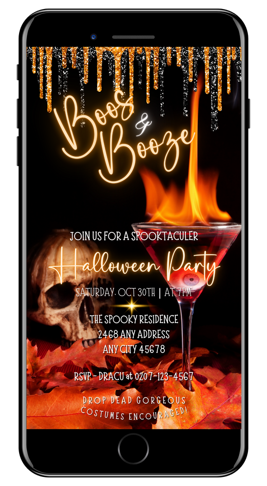 Boos & Booze skull Flaming Eyeball Cocktail Glass | Halloween Party Evite