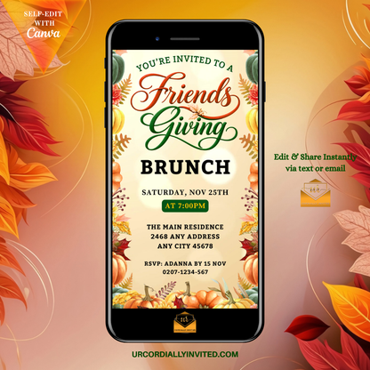 Friendsgiving Fruitful Brunch Animated Video Invitation