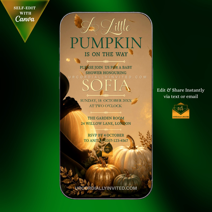 Enchanted Autumn Little Pumpkin Baby Shower Animated Video Invitation