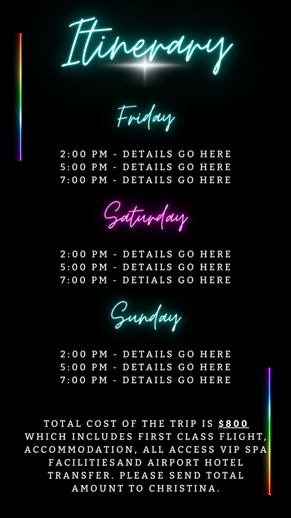 Neon Pink Aqua Black Bachelorette Weekend Evite customizable digital invitation template with neon lights, editable in Canva, perfect for smartphone sharing.