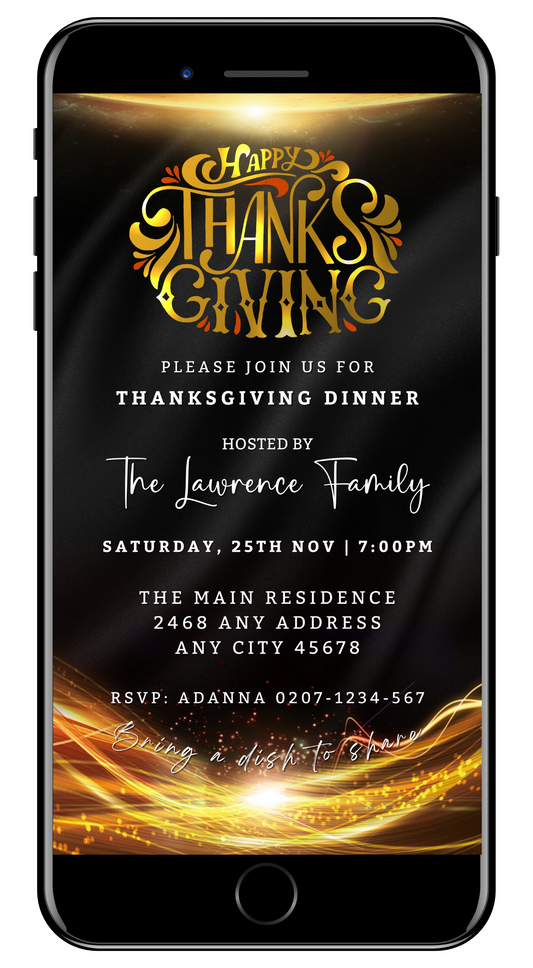 Gold Neon Black Sparkle | Thanksgiving Evite