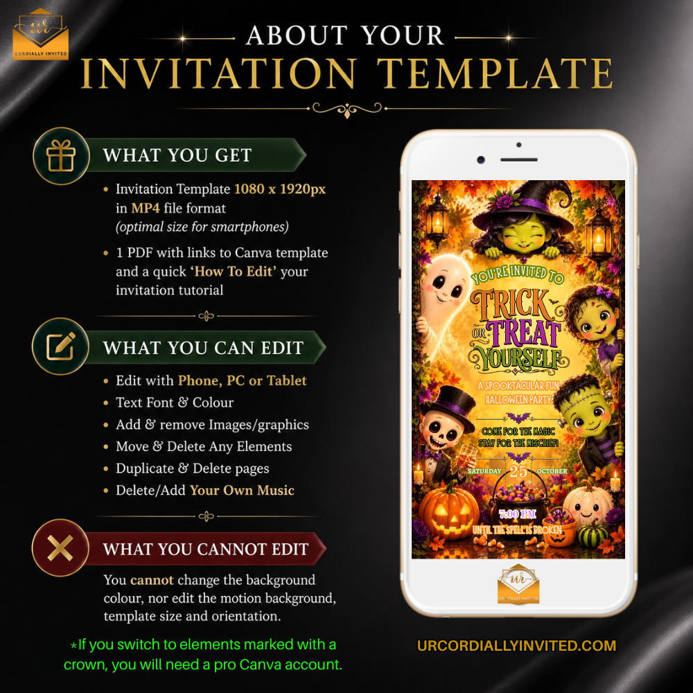 Colourful Trick or Treat Yourself Halloween Video Invitation