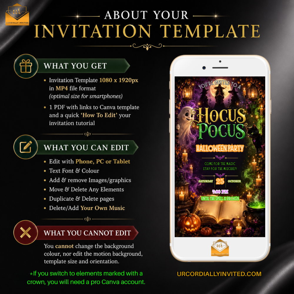 Ghost & Black Cat Hocus Pocus Halloween Video Invitation