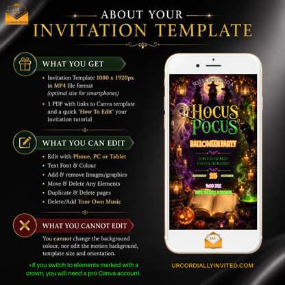 Ghost & Black Cat Hocus Pocus Halloween Video Invitation