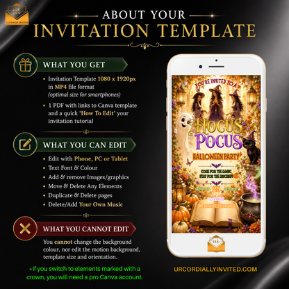 Colourful Hocus Pocus Halloween Video Invitation