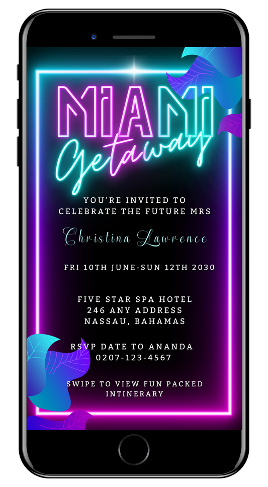 Miami Teal Pink Neon | Getaway Party Evite