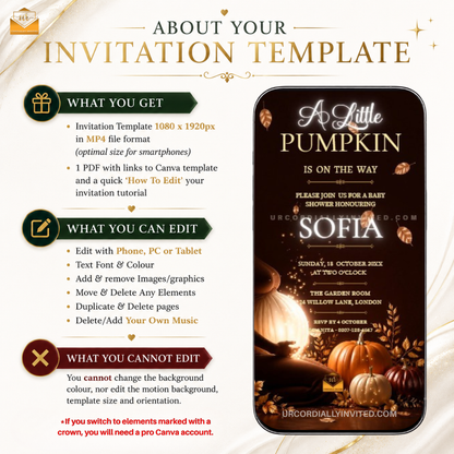 Chocolate Amber Neon Little Pumpkin Baby Shower Animated Video Invitation
