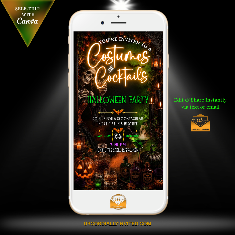 Elegant Costumes & Cocktails Halloween Video Invitation
