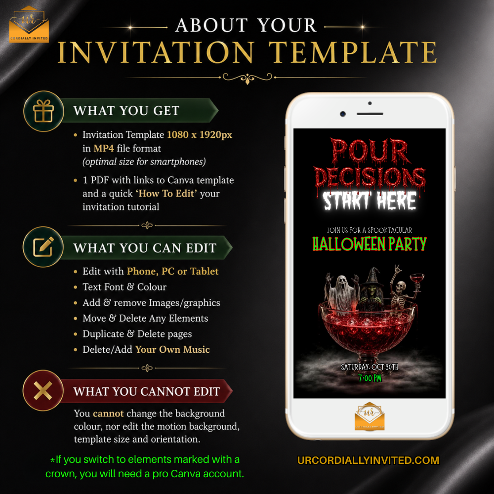 Funny Halloween Cocktail Party Animated Video Invitation