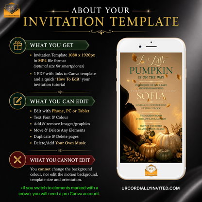 Enchanted Autumn Little Pumpkin Baby Shower Animated Video Invitation