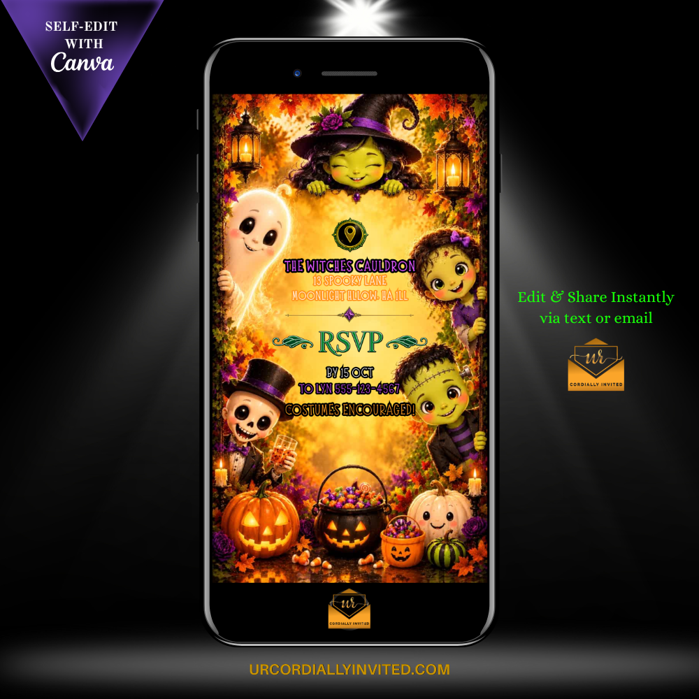 Colourful Trick or Treat Yourself Halloween Video Invitation