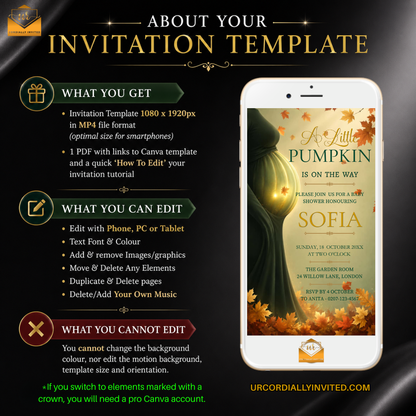 Forest Sage Little Pumpkin Autumn Baby Shower Animated Video Invitation