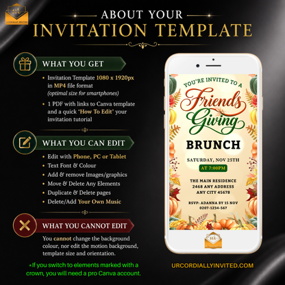Friendsgiving Fruitful Brunch Animated Video Invitation